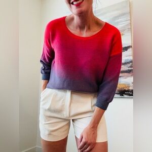 LACOSTE Ombré Gradient Crewneck Sweater Sunset Pink Blue - Size 40 / Medium